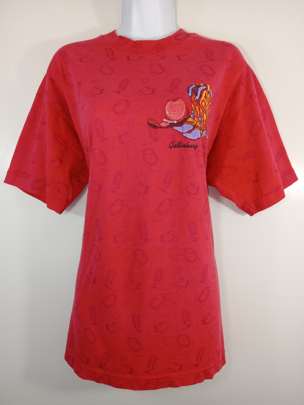 Vtg Gatlinburg All Over Print Cowgirl Tee Single Stitch Womens XL